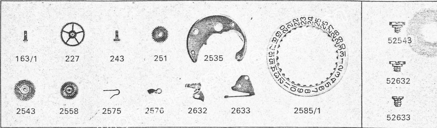 Zodiac 75 watch date parts Zodiac 75 watch date parts