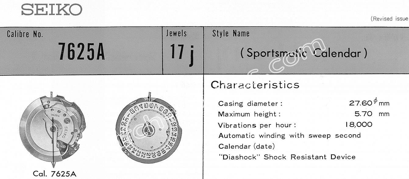 SEIKO 7625A watch movements SEIKO 7625A watch movements